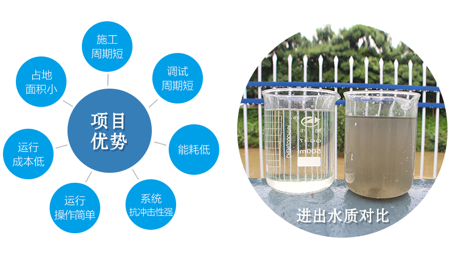 項目優(yōu)勢與進出水質(zhì)對比