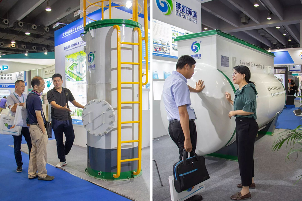 ▲標(biāo)準(zhǔn)模塊化污水處理設(shè)備“鵬凱塔”(PK Tower)、E-Co-Tank一體化裝置